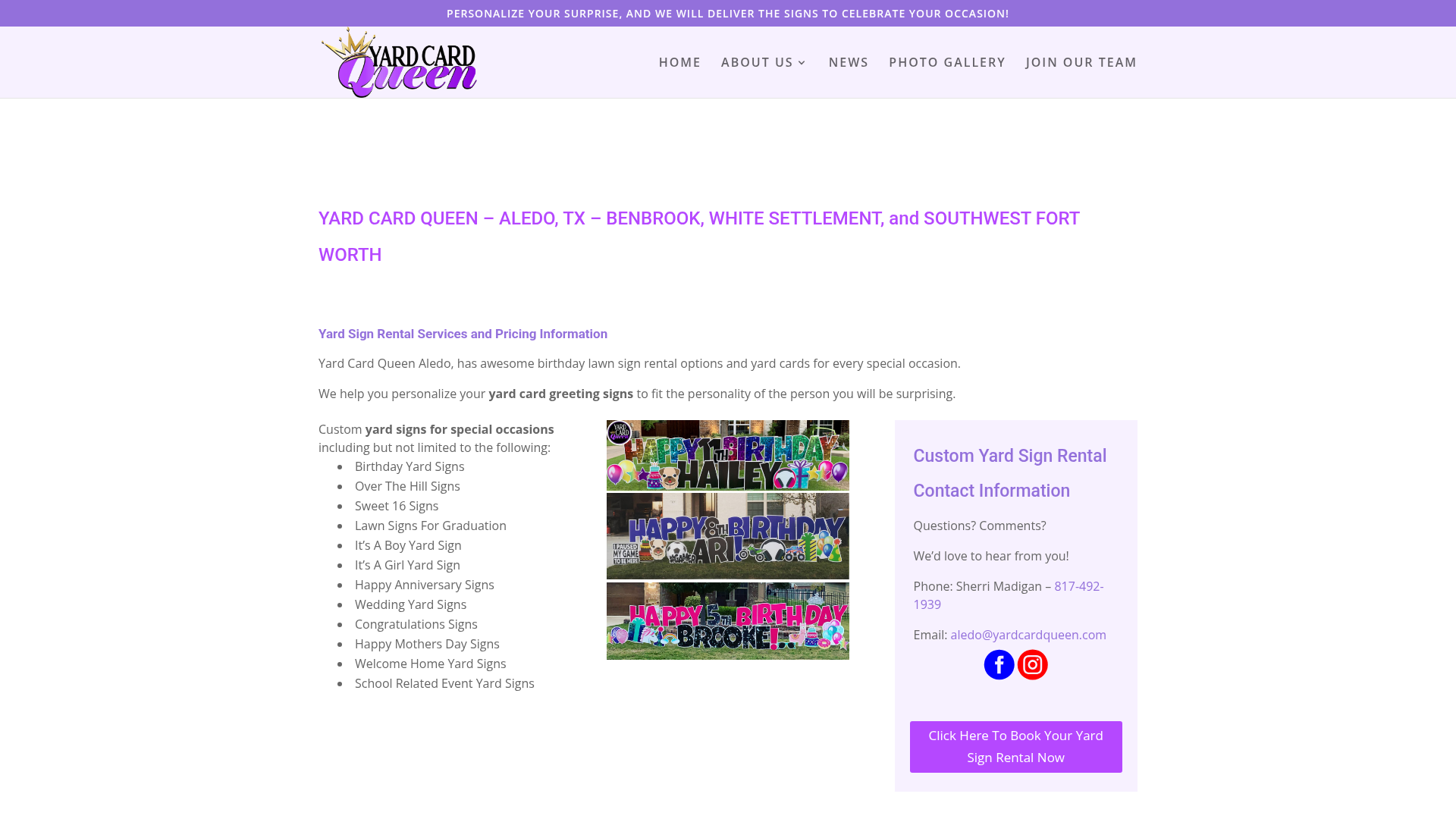 Yard Card Queen- Aledo